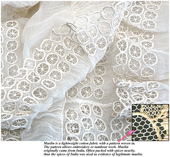 embroidered muslin hexagonal net